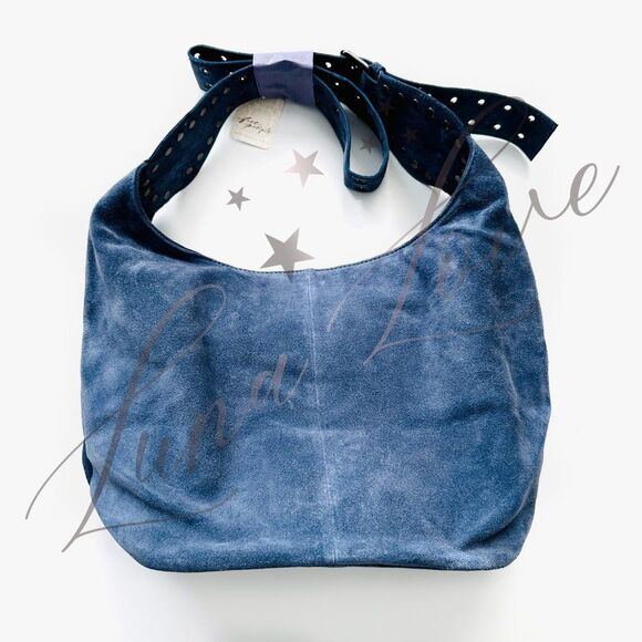 FREE PEOPLE Sage Suede Bucket Bag In Slate NWT - Picture 2 of 9